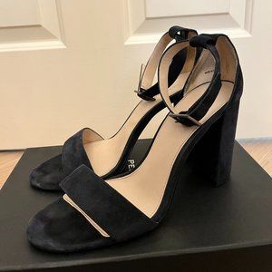 Navy Ankle Strap Heels Pelle Moda Size